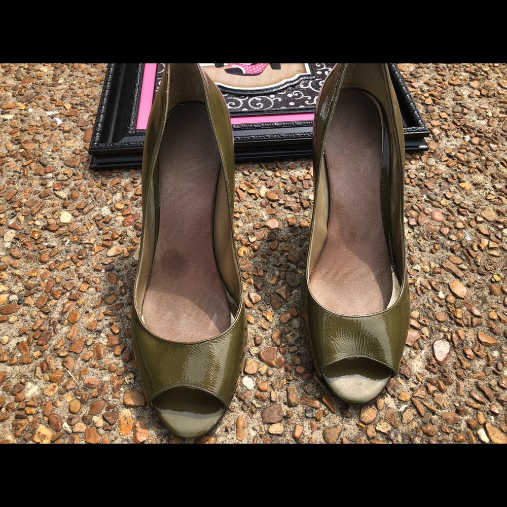 Olive Green Peep Toe Heel